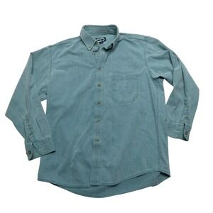 Three Rivers Shirt Mens Medium Green Button Down Long Sleeve Cotton Casual